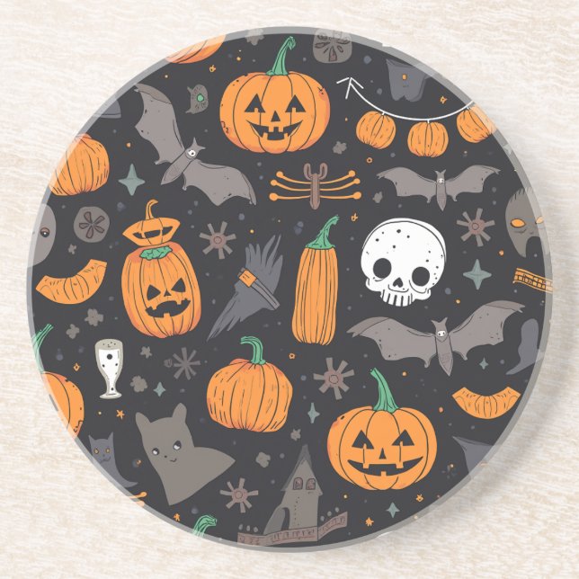 Dessous De Verre En Grès Dessous de verre de grès d'Halloween (Devant)