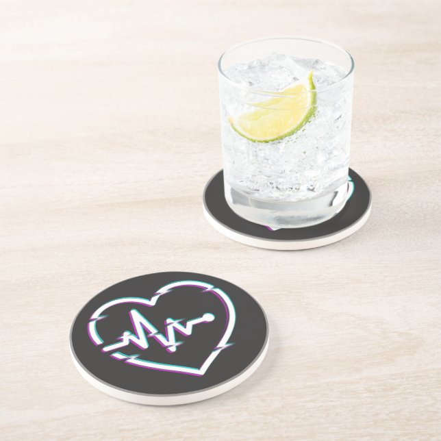 Dessous De Verre En Grès Dessous de verre de grès Heart Check (Côté)