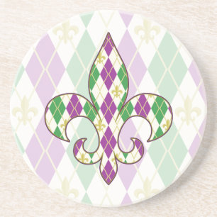 Dessous De Verre En Grès Dessous de verre de grès Jacquard Mardi Gras