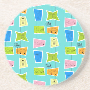 Dessous De Verre En Grès Dessous de verre de grès kitsch atomique rétro