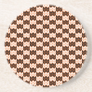 Dessous De Verre En Grès DESSOUS DE VERRE de grès rond BLACK ORANGE CHECK K