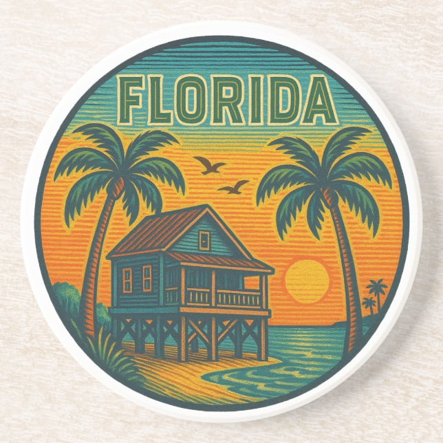 Dessous De Verre En Grès Dessous de verre de grès rond de Floride State Rou (Devant)