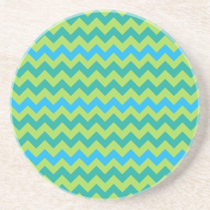 Dessous De Verre En Grès Dessous de verre de grès rond : Turquoise, Chevron
