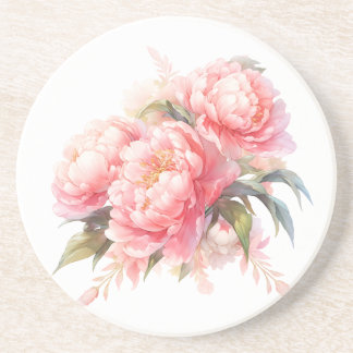 Dessous De Verre En Grès Dessous de verre de grès rose Peonies
