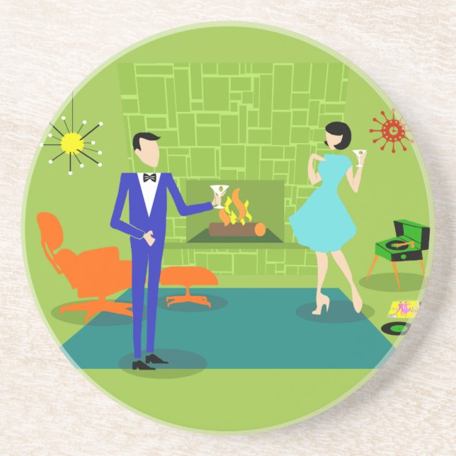 Dessous De Verre En Grès Dessous de verre modernes de grès de couples de la (Devant)