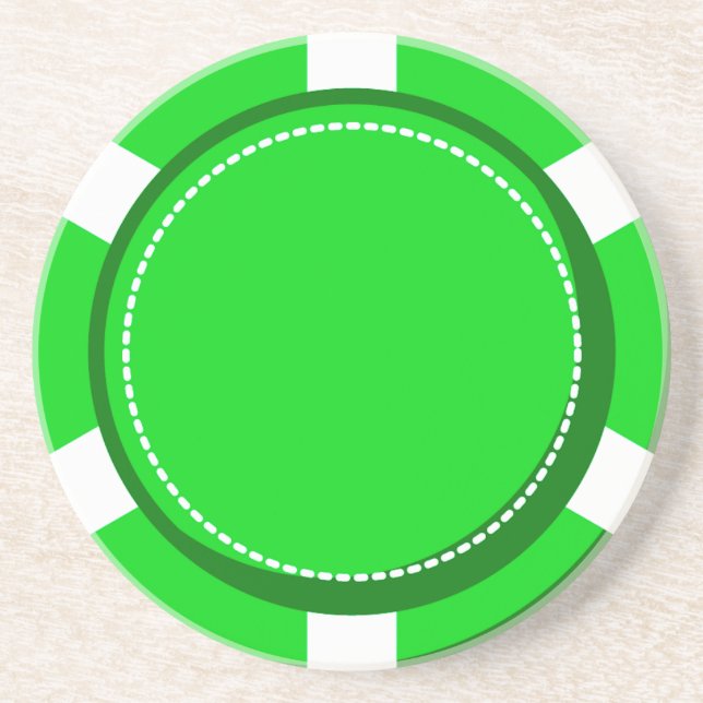 Dessous De Verre En Grès Dessous de verre verts de grès de jeton de poker (Devant)