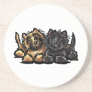 Dessous De Verre En Grès Deux Cairn Terriers