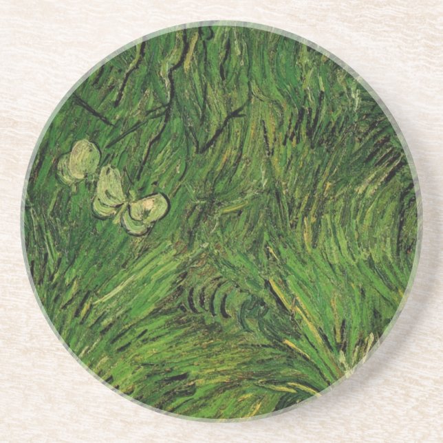 Dessous De Verre En Grès Deux papillons blancs par Vincent van Gogh (Devant)