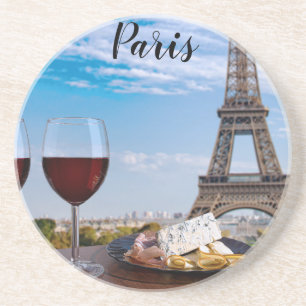 Dessous De Verre En Grès Deux verres de vin en café à Paris