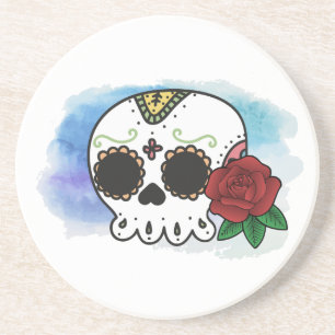 Dessous De Verre En Grès Dia de los Muertos Crâne à sucre