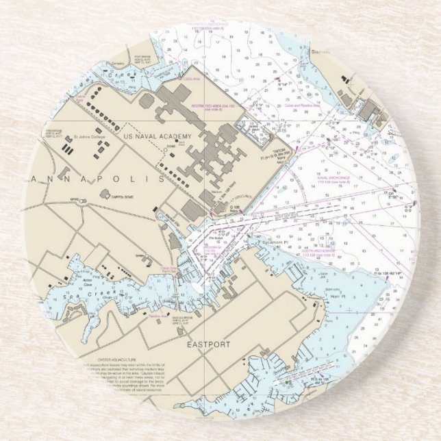 Dessous De Verre En Grès Diagramme de port d'Annapolis (Devant)