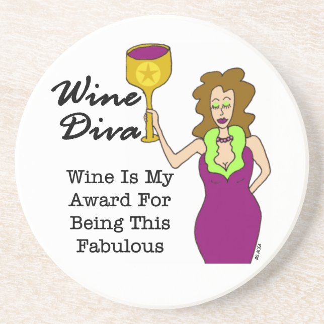 Dessous De Verre En Grès Diva de vin "fabuleuse " (Devant)