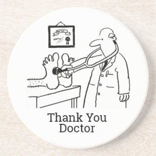 Dessous De Verre En Grès Docteur Merci. Stethoscope et Pieds.