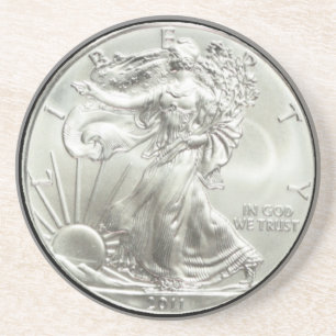 DESSOUS DE VERRE EN GRÈS DOLLAR EN ARGENT D'EAGLE D'AMÉRICAIN