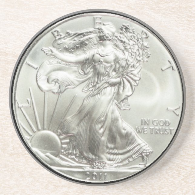 DESSOUS DE VERRE EN GRÈS DOLLAR EN ARGENT D'EAGLE D'AMÉRICAIN (Devant)