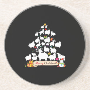 Dessous De Verre En Grès Don d'arbre de Noël mouton Drôle cadeau de Noël
