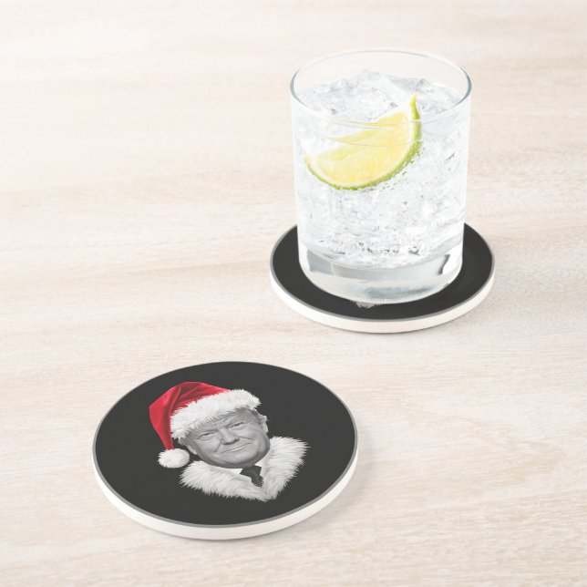 Dessous De Verre En Grès Donald Trump Christmas Funny Santa Hat Don (Côté)