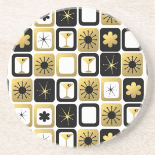 Dessous de verre en grès doré rétro