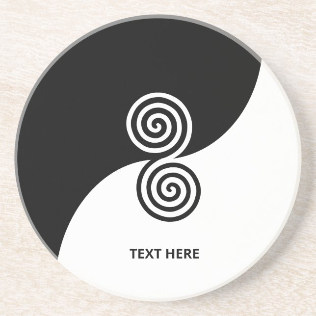 Dessous De Verre En Grès Double spirale en noir et blanc (Devant)