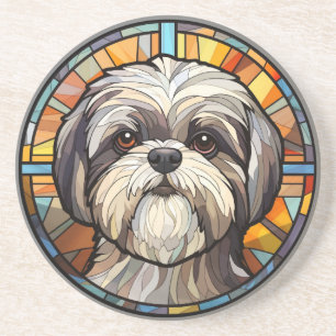 Dessous De Verre En Grès Doux Chien Shih Tsu en Verre Coloré