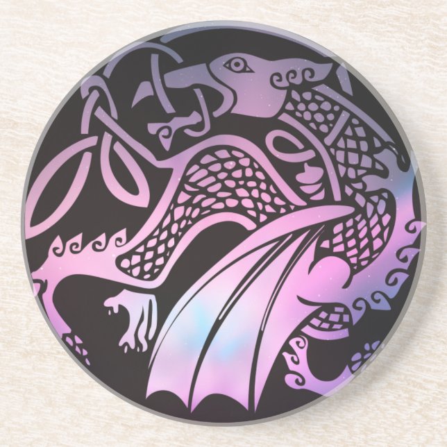 Dessous De Verre En Grès Dragon celtique rond (Devant)