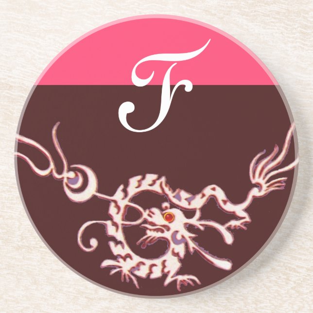 Dessous De Verre En Grès DRAGON DE MER 2 MONOGRAMME rose violet (Devant)