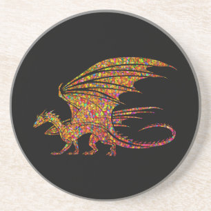 Dessous De Verre En Grès Dragon de mosaïque Extraordinaire