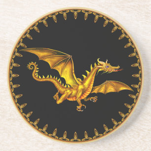Dessous De Verre En Grès dragon d'or de vol