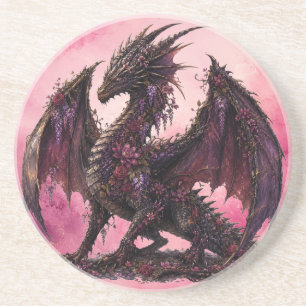 Dessous De Verre En Grès Dragon Fleur Dragon de Fantaisie Botanique