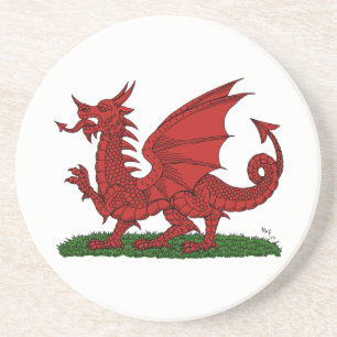 Dessous De Verre En Grès Dragon rouge du Pays de Galles