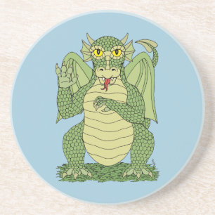 Dessous De Verre En Grès Dragon vert mignon