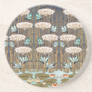 Dessous De Verre En Grès Dragonflies Water Lilies Marais Art Nouveau