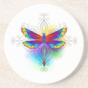 Dessous De Verre En Grès Dragonfly en arc-en-ciel
