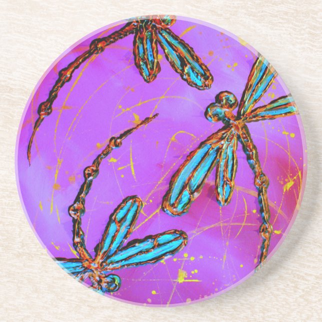 Dessous De Verre En Grès Dragonfly Flit Electrique rose (Devant)