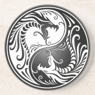 Dessous De Verre En Grès Dragons de Yin Yang