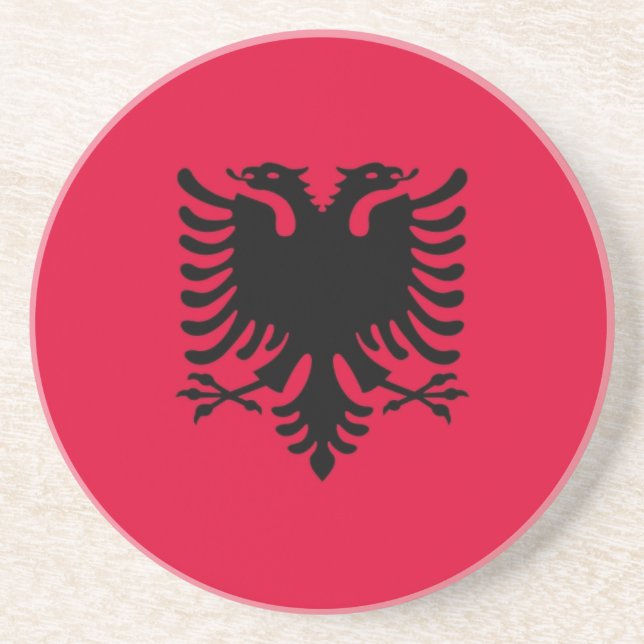 Dessous De Verre En Grès Drapeau albanais (Devant)