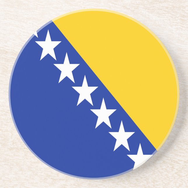 Dessous De Verre En Grès Drapeau de Bosnie-Herzégovine patriotique (Devant)
