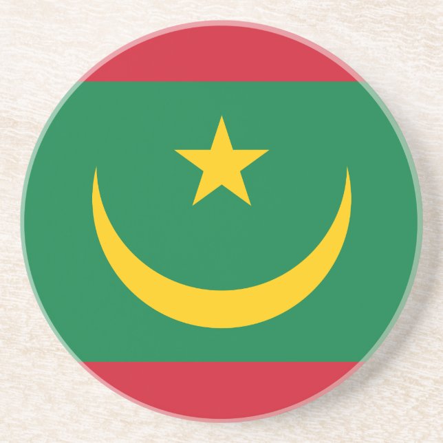 Dessous De Verre En Grès Drapeau de la Mauritanie (Devant)