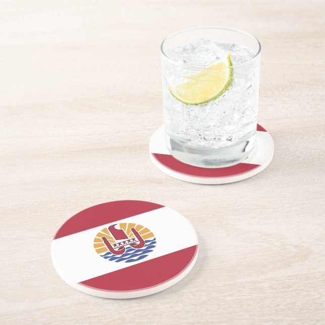 Dessous De Verre En Grès Drapeau de la Polynésie française (Côté)