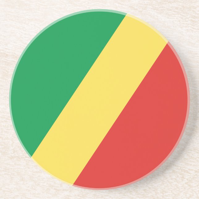 Dessous De Verre En Grès Drapeau de la République du Congo (Devant)