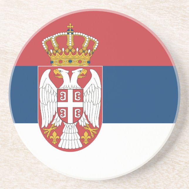 Dessous De Verre En Grès Drapeau de la Serbie (Devant)