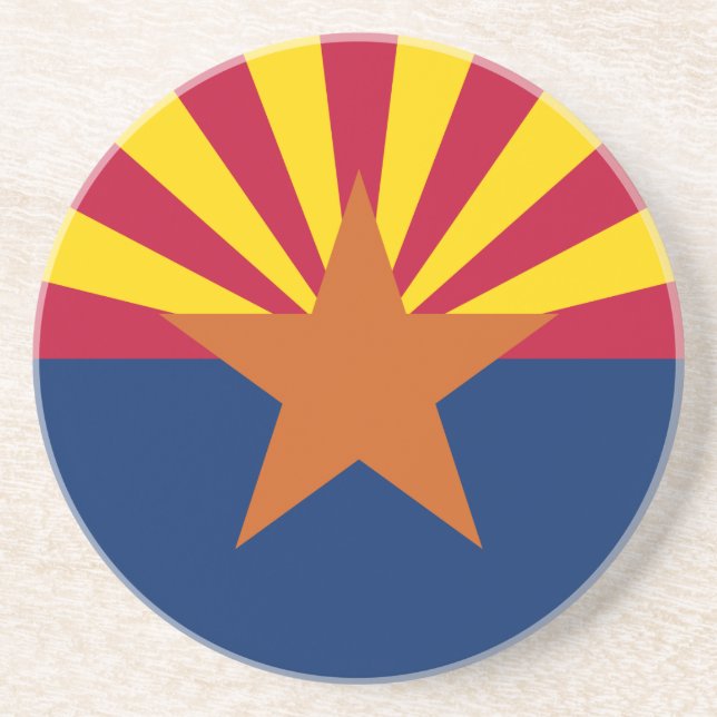 Dessous De Verre En Grès Drapeau de l'Arizona, Américain L'État du cuivre (Devant)