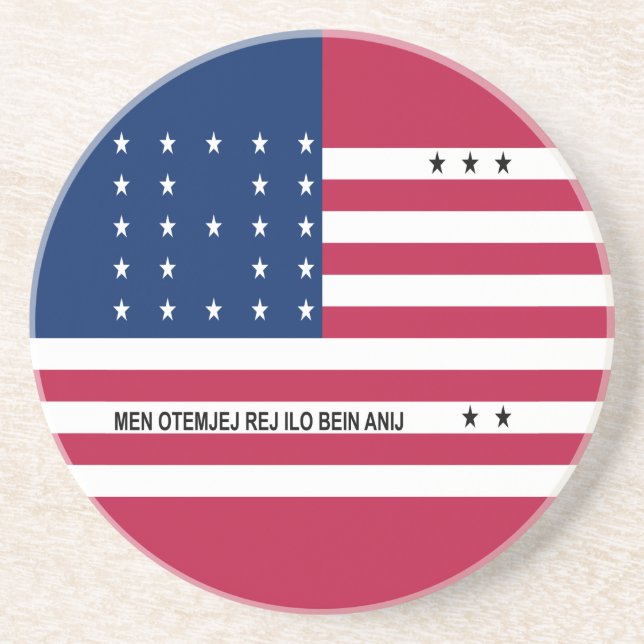 Dessous De Verre En Grès Drapeau de l'atoll de Bikini Patriotique (Devant)