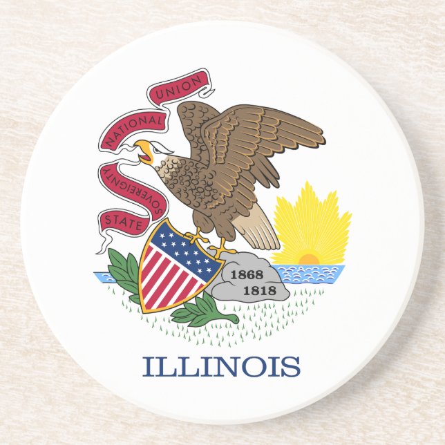 Dessous De Verre En Grès Drapeau de l'État de l'Illinois (Devant)