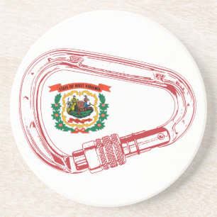 Dessous De Verre En Grès Drapeau de Virginie-Occidentale Escalade carabiner