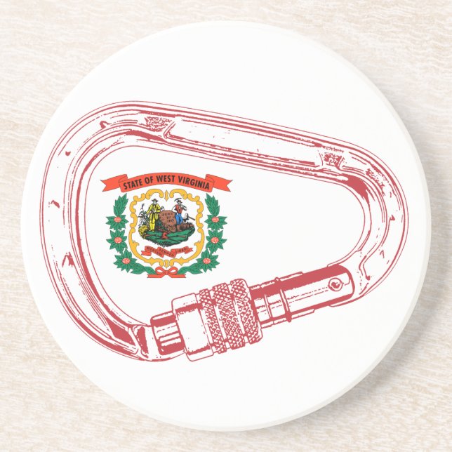 Dessous De Verre En Grès Drapeau de Virginie-Occidentale Escalade carabiner (Devant)