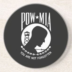 Dessous De Verre En Grès Drapeau des POW MIA : Soldats disparus de la guerr