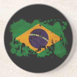 Dessous De Verre En Grès Drapeau du Brésil