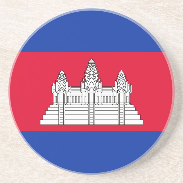 Dessous De Verre En Grès Drapeau du Cambodge patriotique (Devant)