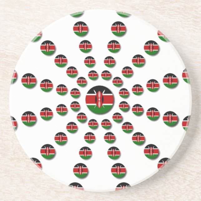 Dessous De Verre En Grès Drapeau du Kenya Motif radial : Art et Décor patri (Devant)